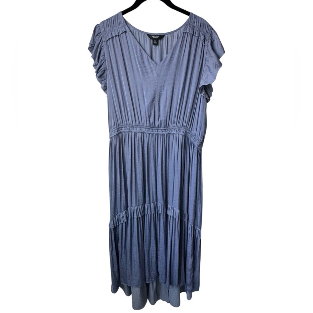 Vera Wang Soft Blue Ruffle Tiered Maxi Dress